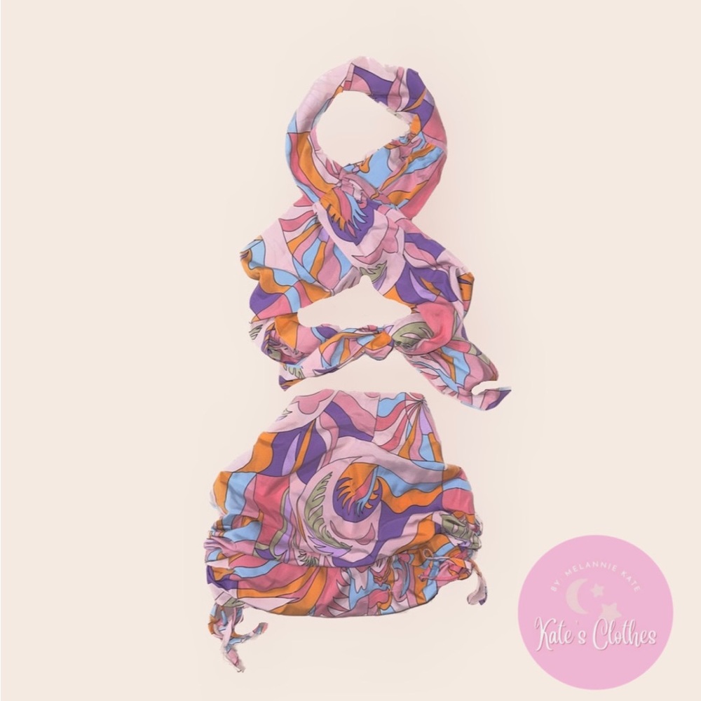 Printed Two-Piece Criss-Cross Open Back Set